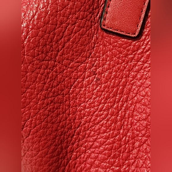 Coach Hadley Luxe Grain Leather Zip Satchel Red - Picture 6 of 14